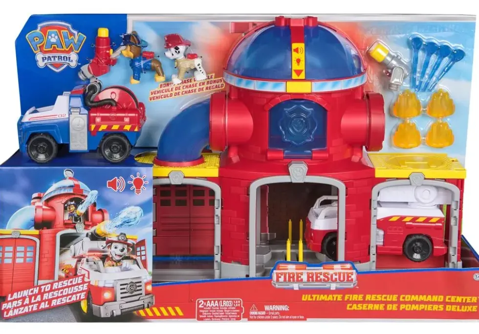 LA PAT'PATROUILLE - COFFRET CASERNE DE POMPIERS ET 2 VEHICULES FIRE RESCUE