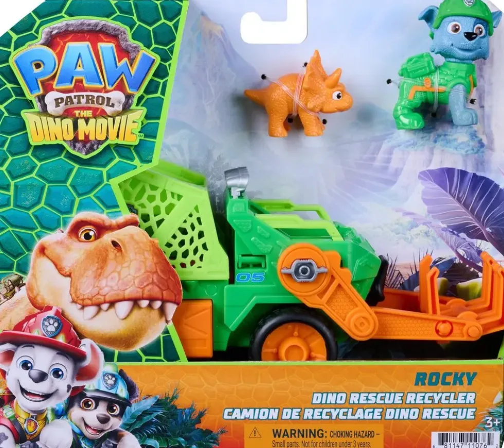 LA PAT'PATROUILLE -VEHICULE+ FIGURINE ROCKY-LE FILM MISSION DINO