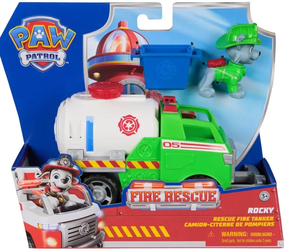 LA PAT' PATROUILLE - VEHICULE + FIGURINE FIRE RESCUE ROCKY