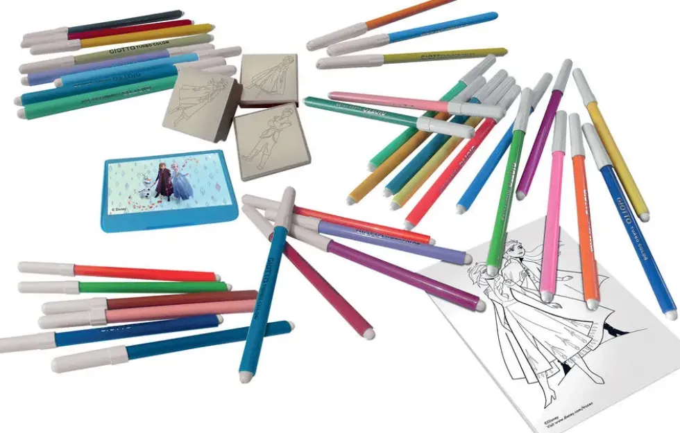 LA REINE DES NEIGES - COFFRET 36 FEUTRES 3 TAMPONS