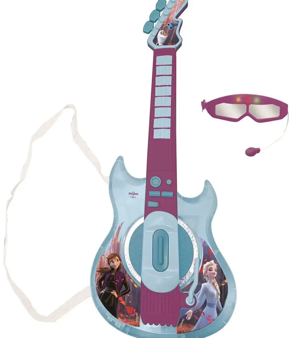 LA REINE DES NEIGES - GUITARE ELECTRONIQUE LUMINEUSE AVEC LUNETTES EQUIPEES D'UN MICRO