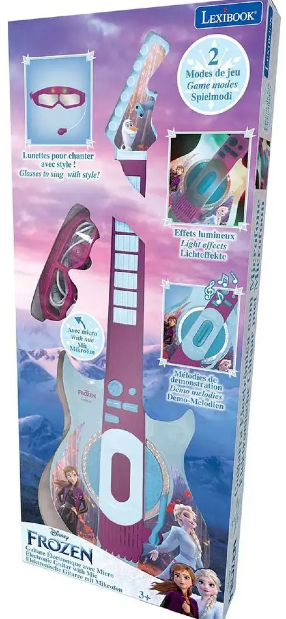 LA REINE DES NEIGES - GUITARE ELECTRONIQUE LUMINEUSE AVEC LUNETTES EQUIPEES D'UN MICRO
