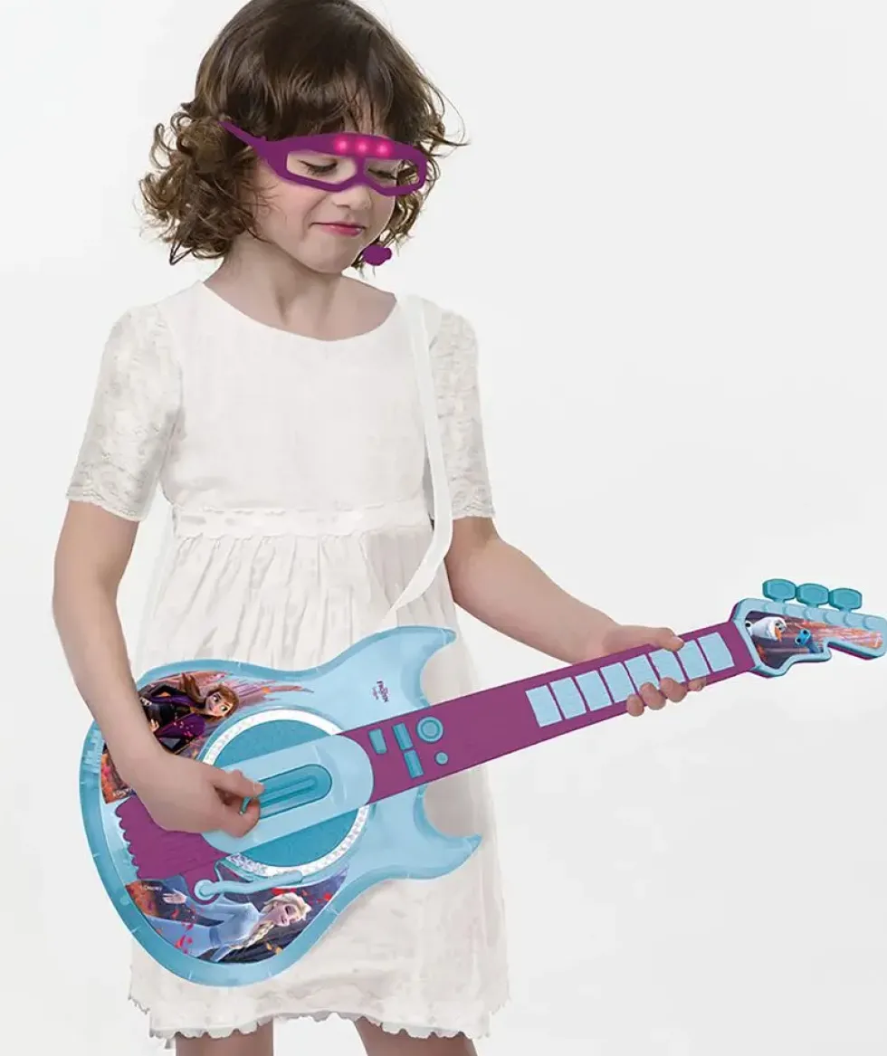 LA REINE DES NEIGES - GUITARE ELECTRONIQUE LUMINEUSE AVEC LUNETTES EQUIPEES D'UN MICRO