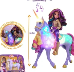 L'ECOLE DES LICORNES - LICORNE A FONCTIONS 28 CM WILDSTAR ET POUPEE 24 CM