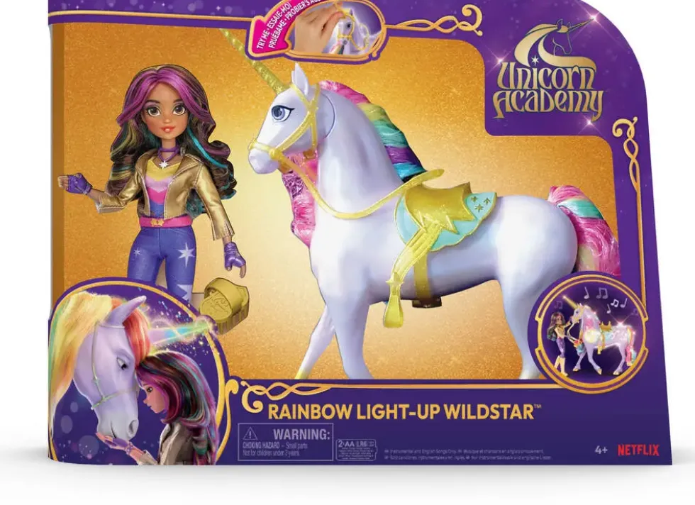 L'ECOLE DES LICORNES - LICORNE A FONCTIONS 28 CM WILDSTAR ET POUPEE 24 CM