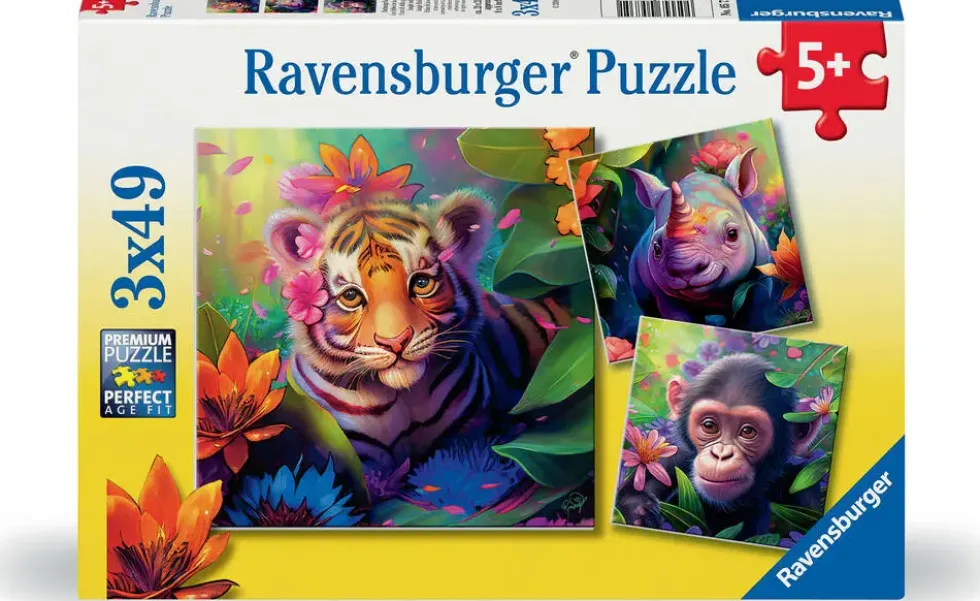 LES BEBES DE LA JUNGLE - PUZZLES 3X49 PIECES