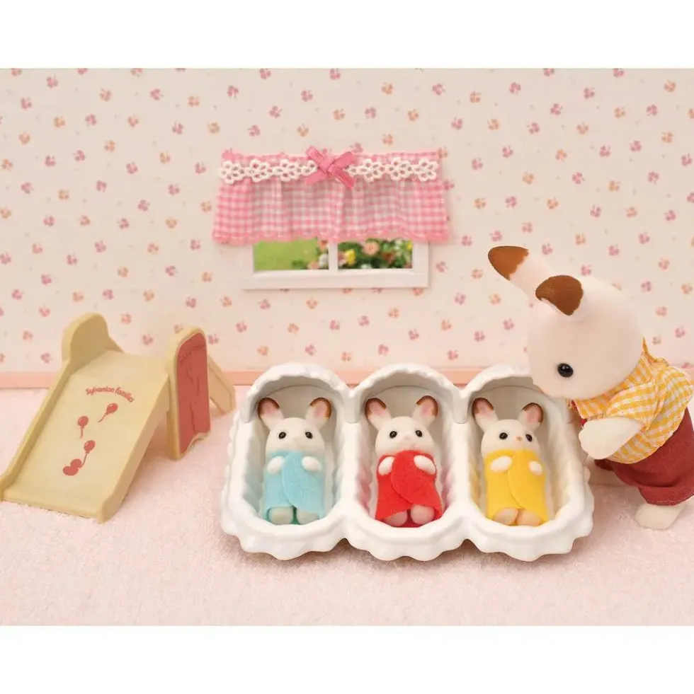 LES TRIPLES LAPIN CHOCOLAT ET ACCESSOIRES PUERICULTURE - SYLVANIAN TOUT POUR LES BEBES