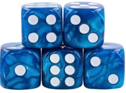 LOT DE 5 DES 6 FACES – BLEU NACRE