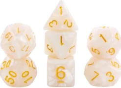 LOT DE 7 DES MULTIFORMAT – BLANC NACRE ET OR