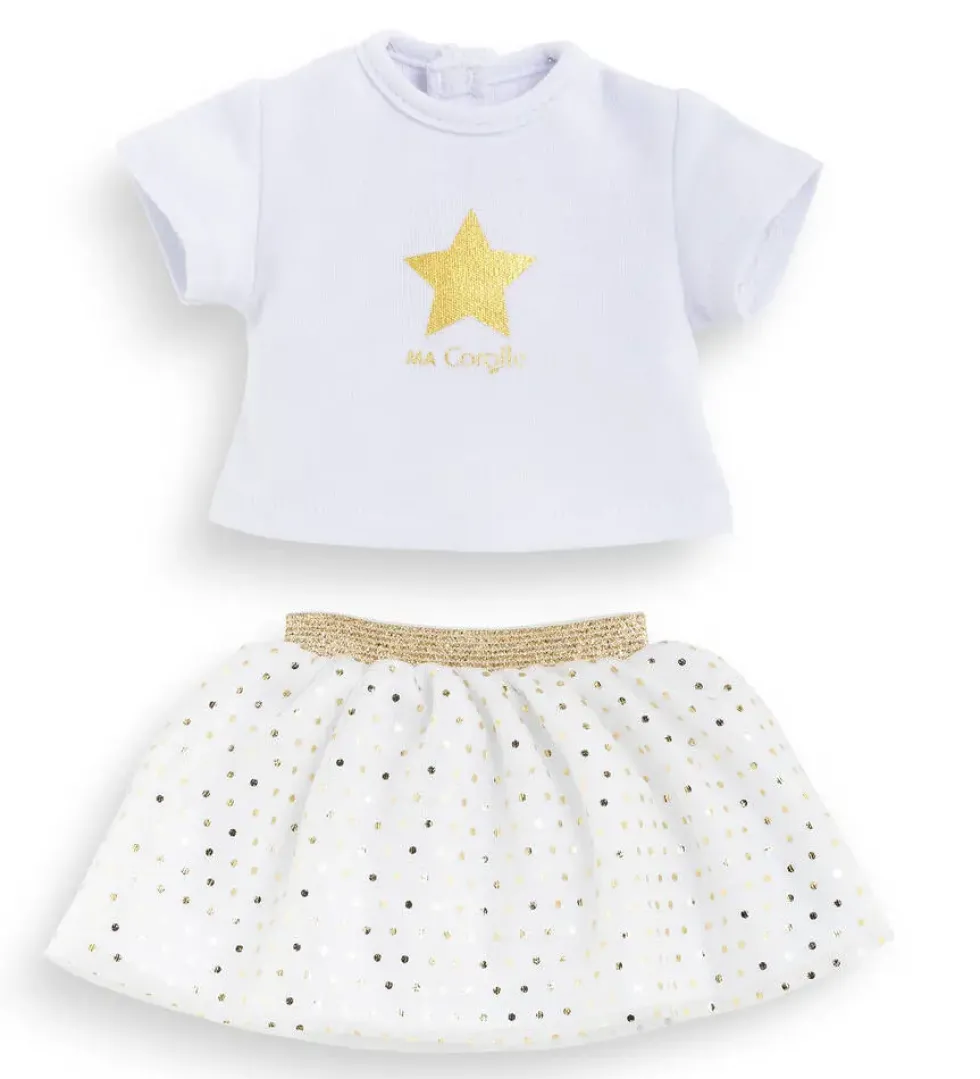 MA COROLLE ENSEMBLE JUPE ET T-SHIRT IVOIRE ET OR 36 CM - COROLLE MA COROLLE