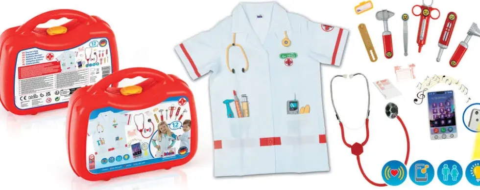 MALLETTE DOCTEUR PRESTIGE II AVEC SMARTPHONE STETHOSCOPE METAL ET BLOUSE EN TISSU