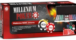 MALLETTE POKER ALUMINIUM MULTICOLORE 500 JETONS