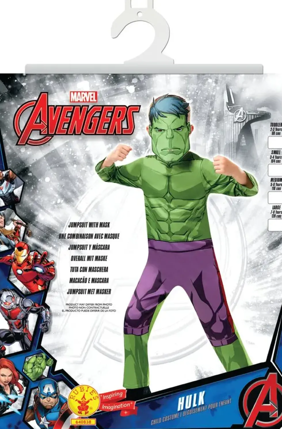 MARVEL - AVENGERS - DEGUISEMENT HULK - CLASSIQUE TAILLE S 3-4 ANS