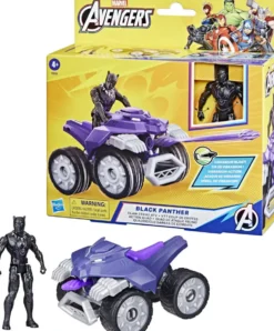 MARVEL - FIGURINE BLACK PANTHER ET VEHICULE 10 CM