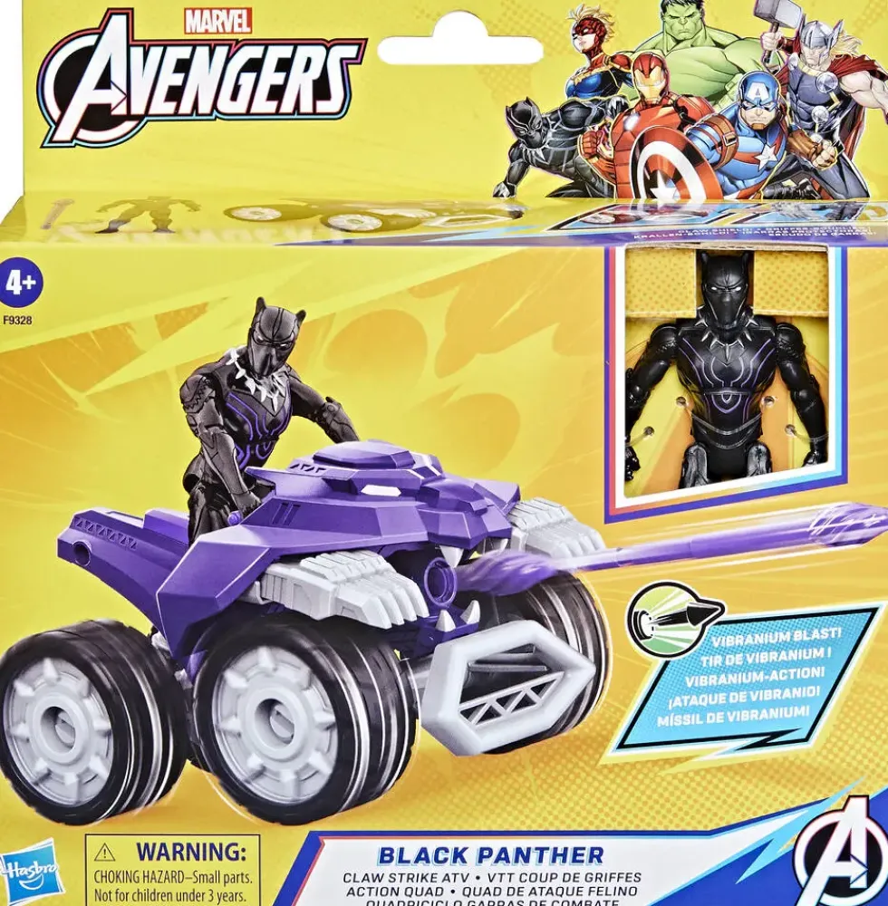 MARVEL - FIGURINE BLACK PANTHER ET VEHICULE 10 CM