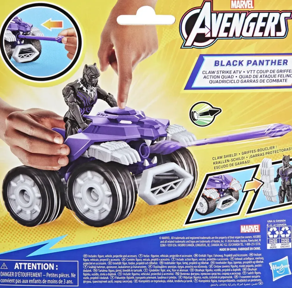 MARVEL - FIGURINE BLACK PANTHER ET VEHICULE 10 CM