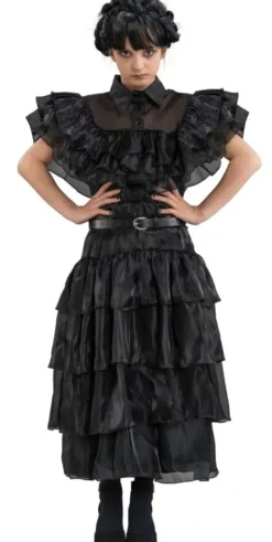 MERCREDI -DEGUISEMENT ROBE DE BAL NOIREWEDNESDAY ©TAILLE 128CM
