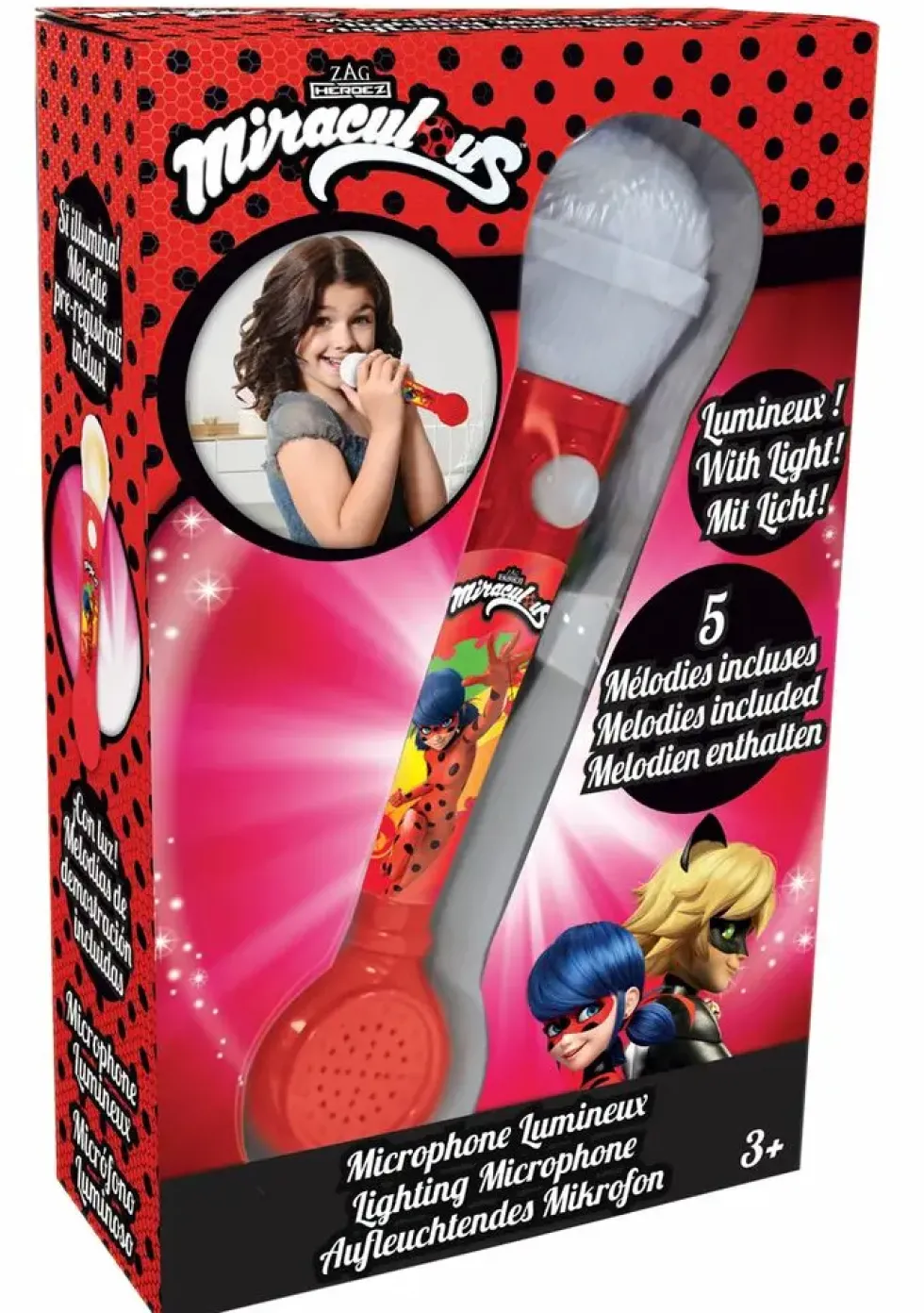 MICROPHONE LUMINEUX AVEC MELODIES ET EFFETS SONORES MIRACULOUS