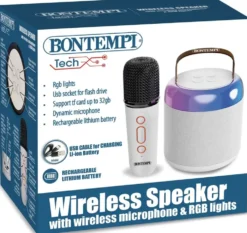 MINI HAUT-PARLEUR SANS FIL AVEC MICROPHONE SANS FIL ET EFFETS LUMINEUX
