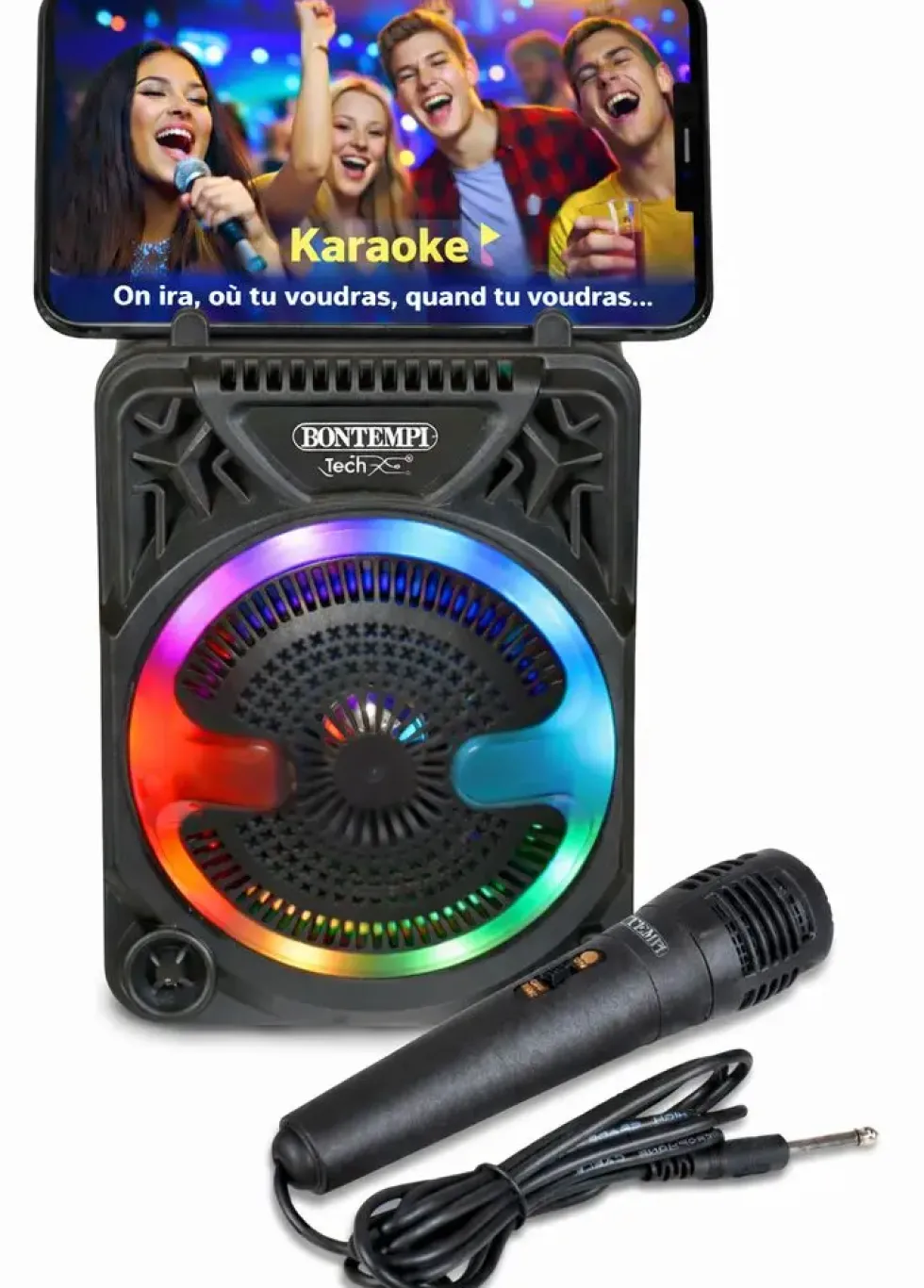 MINI HAUT-PARLEUR SANS FIL AVEC MICROPHONE DYNAMIQUE ET EFFETS LUMINEUX