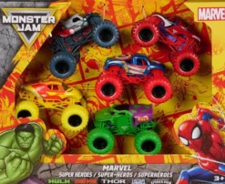1:64 MONSTER JAM PACK DE 5 VEHICULES MARVEL DIE-CAST