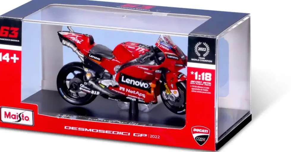 1/18 MOTO GP DUCATI LENOVO TEAM 2022 FRANCESCO BAGNAIA IN HARD CASE
