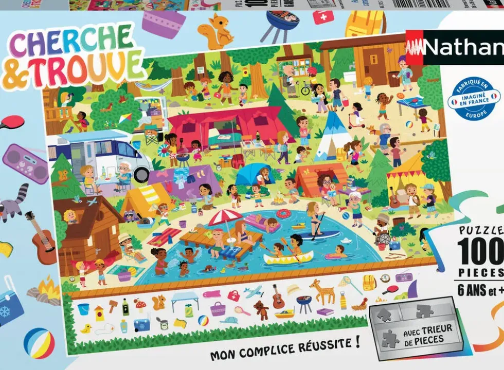 NATHAN PUZZLE 100 PIECES - AU CAMPING - CHERCHE ET TROUVE