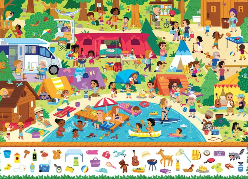 NATHAN PUZZLE 100 PIECES - AU CAMPING - CHERCHE ET TROUVE