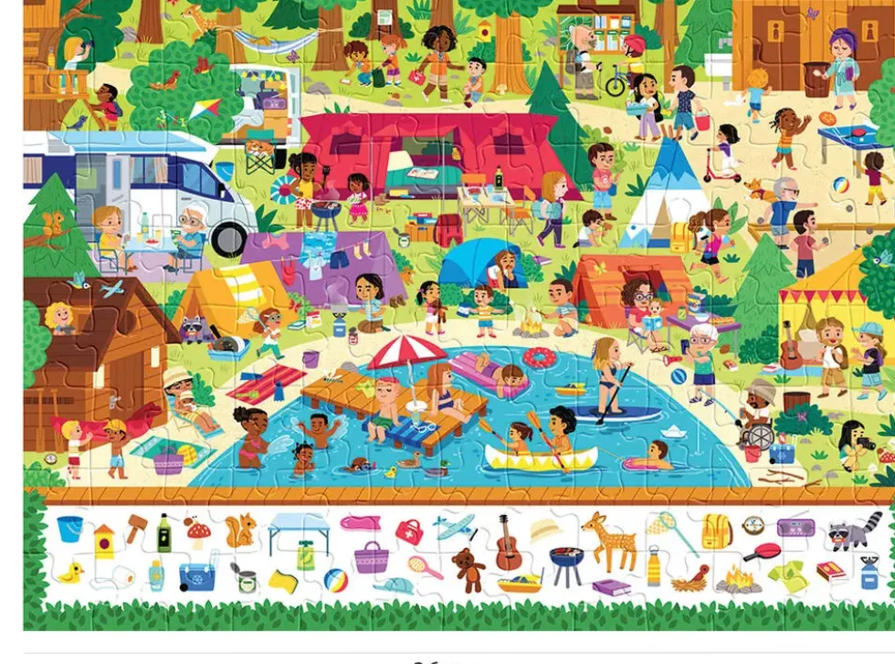 NATHAN PUZZLE 100 PIECES - AU CAMPING - CHERCHE ET TROUVE