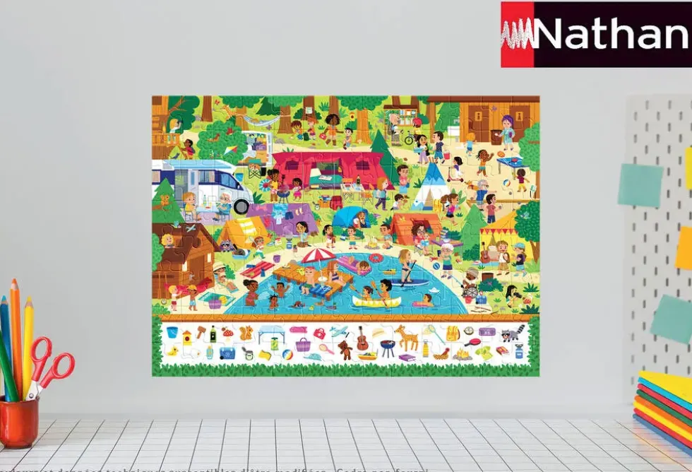 NATHAN PUZZLE 100 PIECES - AU CAMPING - CHERCHE ET TROUVE
