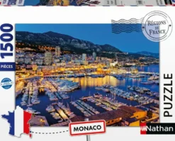 NATHAN PUZZLE 1500 PIECES- UNE NUIT AU PORT DE MONACO - COLLECTION REGIONS DE FRANCE