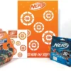 NERF -BOITE SURPRISE AVEC UN BLASTER DES FLECHETTES STICKERS ET POSTER