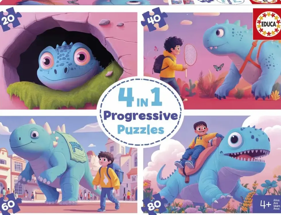 NULTI 4PUZZLE 20-40-60-80 PIECESCUTE DINOS