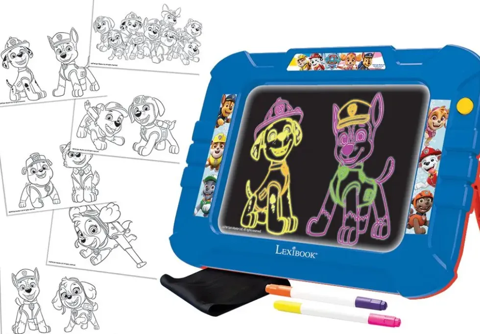 PAT PATROUILLE - ARDOISE A DESSINER LUMINEUSE NEON AVEC FEUTRES