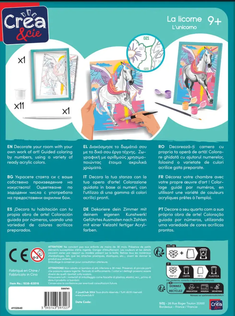 PEINTURE PAR NUMEROS - LA LICORNE