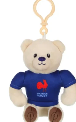 PELUCHE - FEDERATION FRANCAISE DE RUGBY - OURSON PORTE CLE 10 CM