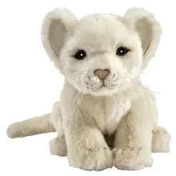 PELUCHE LION BLANC BÉBÉ ASSIS 18 CM