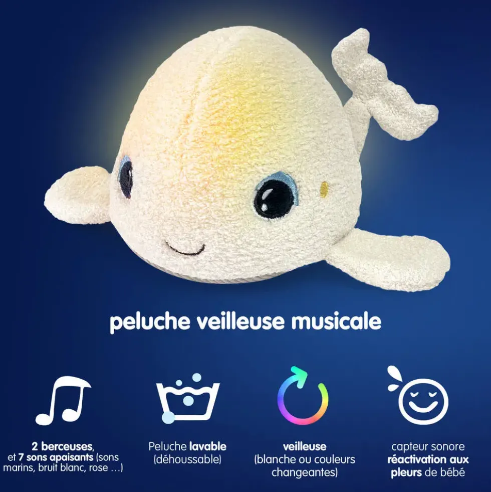 PELUCHE VEILLEUSE MUSICALE BELUGA