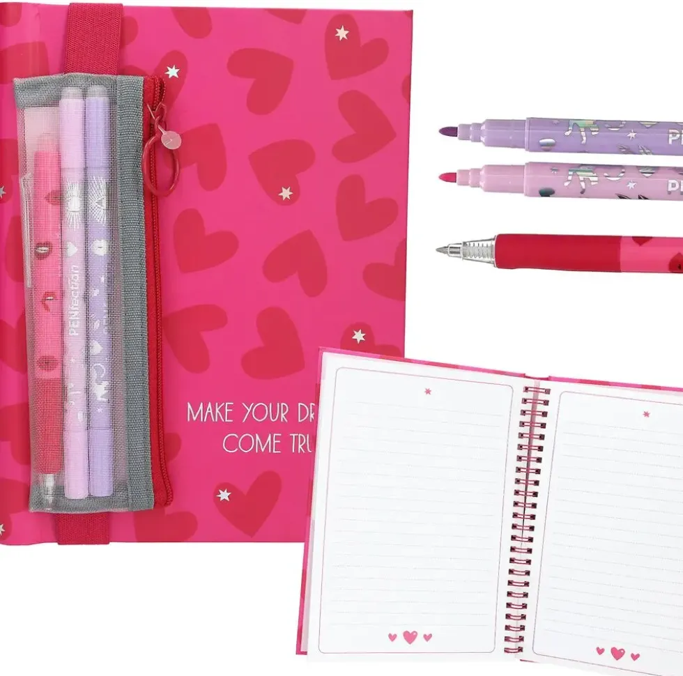 PENFECTION CARNET AVEC JEU DE STYLOS HEART