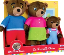 PETIT OURS BRUN COFFRET FAMILLE 3 PELUCHES 19CM