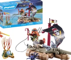 PIRATE AVEC RADEAU FLOTTANT ET TRESOR - 71794