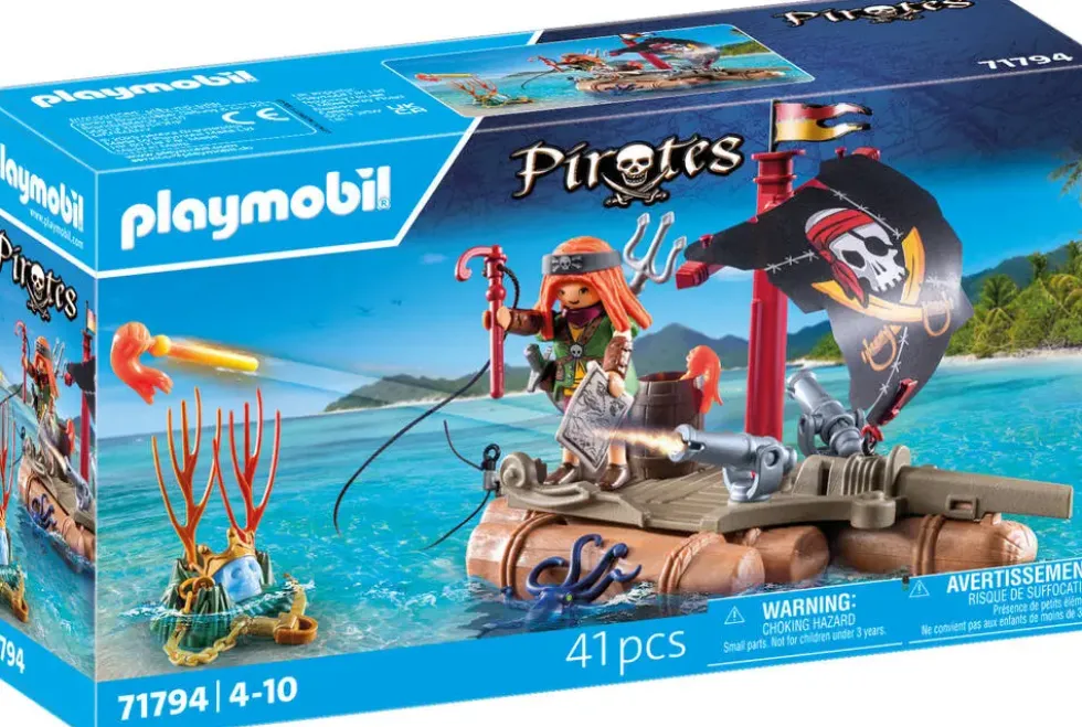 PIRATE AVEC RADEAU FLOTTANT ET TRESOR - 71794
