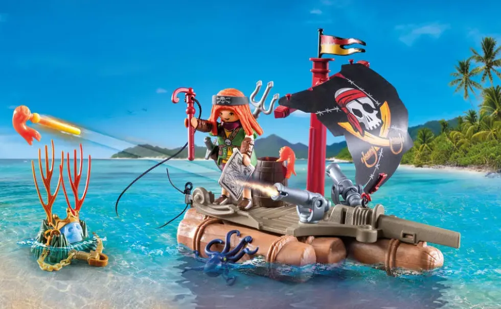 PIRATE AVEC RADEAU FLOTTANT ET TRESOR - 71794