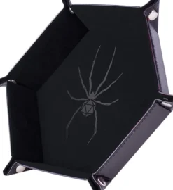 PISTE DE DES - ARAIGNEE NOIRE - 19 X 19 CM - CUIR ET VELOURS