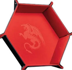 PISTE DE DES - DRAGON ROUGE 19 X 19 CM - CUIR ET VELOURS