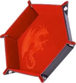 PISTE DE DES - DRAGON ROUGE 19 X 19 CM - CUIR ET VELOURS