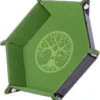 PISTE DE DES - YGGDRASIL ARBRE VERT - 19 X 19 CM - CUIR ET VELOURS