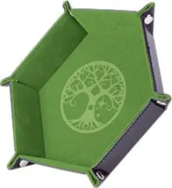 PISTE DE DES - YGGDRASIL ARBRE VERT - 19 X 19 CM - CUIR ET VELOURS