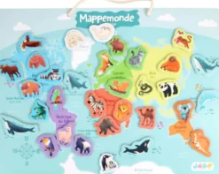 PLATEAU DES CONTINENTS 40X30 CM MAGNETIQUE AVEC ANIMAUX30 PIECES