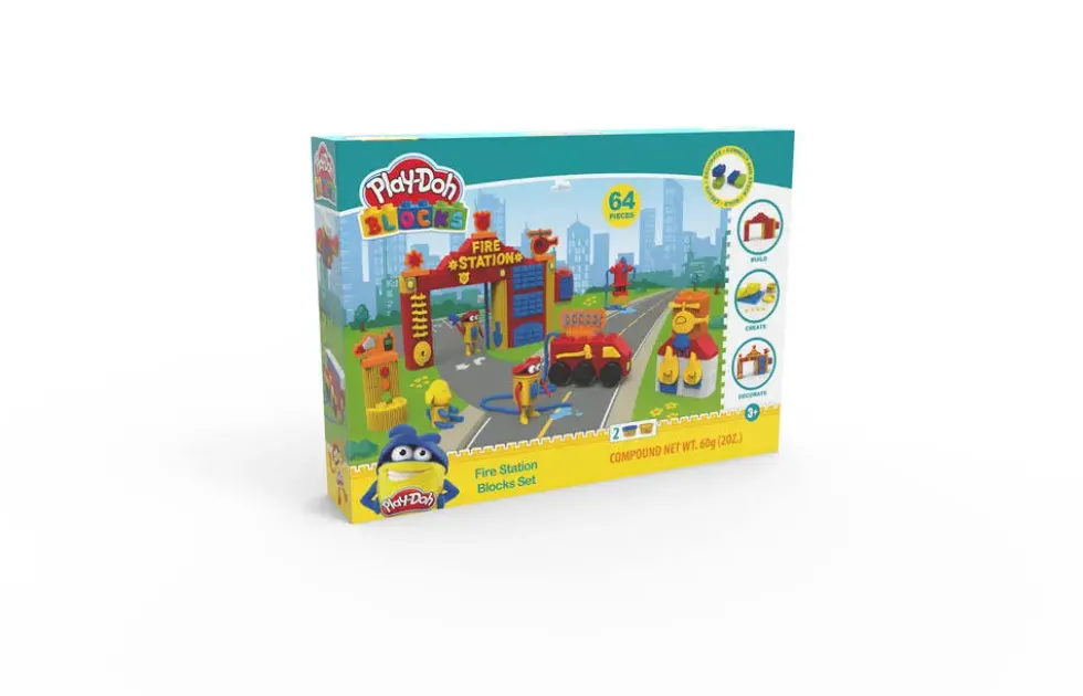 PLAY-DOH BLOCKS - COFFRET POMPIER - 64 PCS